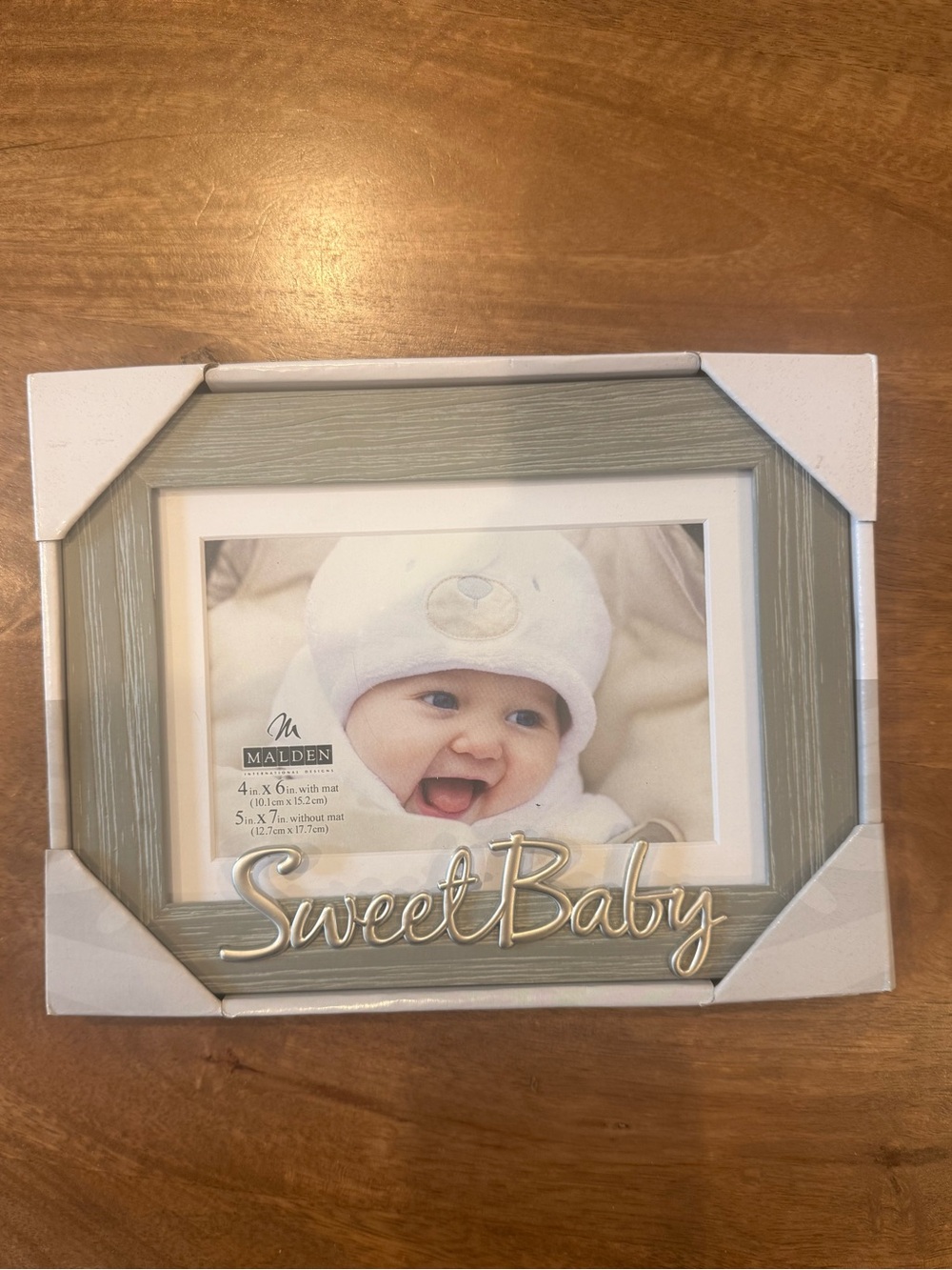 Malden Baby Picture Frame in Sage Green with White Mat